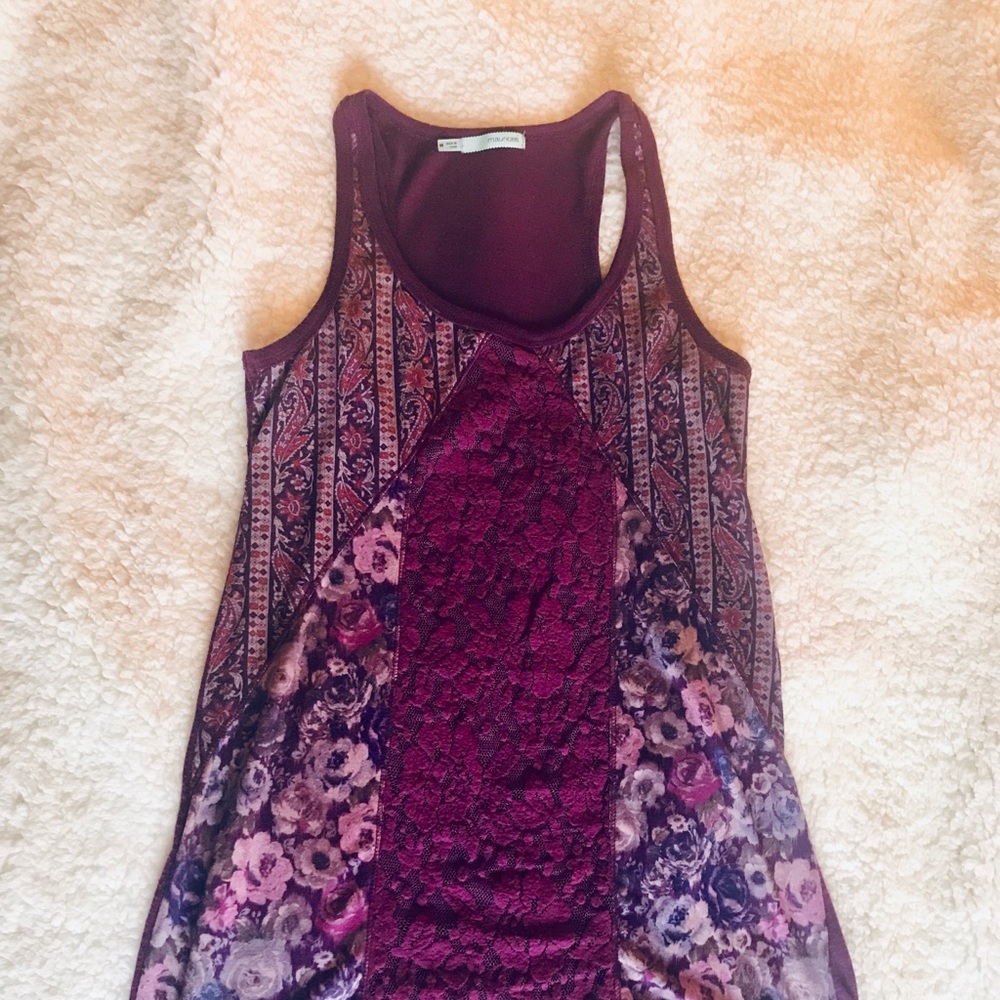 Purple floral and lace tank